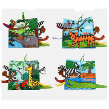 Load image into Gallery viewer, Jollybaby Soft Cloth Baby Book - Jungle Tails
