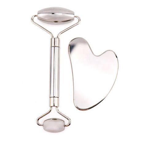 SD Beauty - Stainless Steel Face Massager Roller and Gua Sha Set