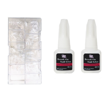 100 Pieces Artificial Nail Tips & 2 Brush on Bottles of Nail Glue Buy Online in Zimbabwe thedailysale.shop