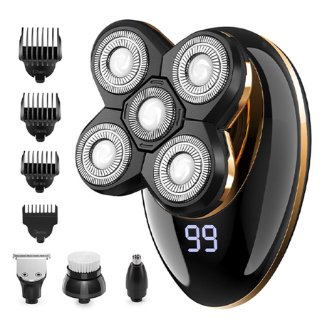 Man Up - Men’s 5-in-1 Waterproof Electric Head and Face Shaver - USB Charge