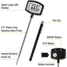 Load image into Gallery viewer, Stainless Steel Digital Cooking Thermometer with Instant Read Sensor
