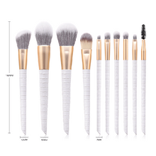 Load image into Gallery viewer, 10-Piece White Ombre Makeup Brush Set with Pouch
