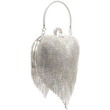 Load image into Gallery viewer, Women Silver Luxury Heart Shape Tassel Evening Clutch Bag
