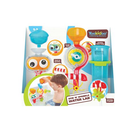 Yookidoo Spin 'n Sprinkle Water Lab Bath Toy Set with Transparent Pieces
