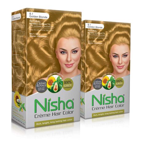 Nisha Creme Hair Colour Pack Brush and Conditioner Golden Blonde - 2 Pack