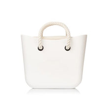 Load image into Gallery viewer, Original Magpie White Tote Bag With Beige Inner And Rope Handles
