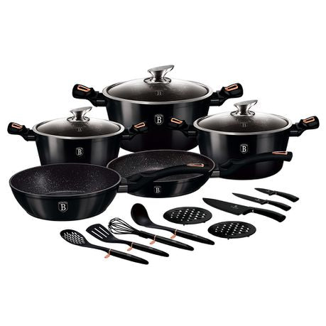Berlinger Haus 17-Piece Non-Stick Marble Coating Cookware Set - Shiny Black Buy Online in Zimbabwe thedailysale.shop