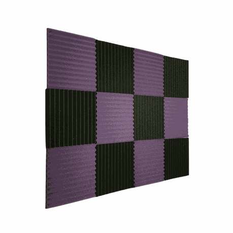 2.5cm Wedge Acoustic Sound Foam Panels - PurpleBlack - 12 Pack