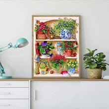 Load image into Gallery viewer, Diamond Painting DIY Kit, Round diamonds, 50x40cm- Flowers in the Shelf
