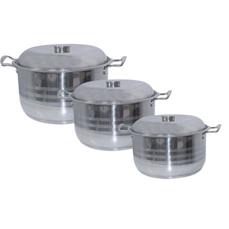 6 Piece Stainless Steel Complex Bottom Pot Set - 26/28/30cm Pots & Lids Buy Online in Zimbabwe thedailysale.shop