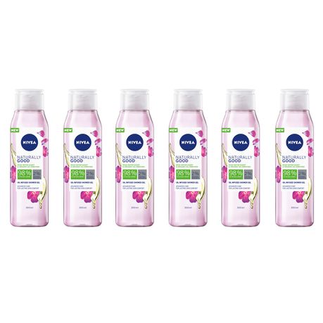 NIVEA Naturally Good Rose Water & Bio Essential Oil Shower Gel - 6 x 300ml Buy Online in Zimbabwe thedailysale.shop