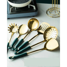 Load image into Gallery viewer, DH- 6Pcs Spatula Shovel Dark Green Gold Dining Ceramic Cooking Utensils Set
