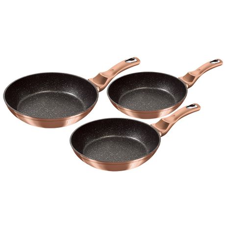 Berlinger Haus 3-Piece Marble Coating Fry Pan Set - Rose Gold Metallic Line Buy Online in Zimbabwe thedailysale.shop