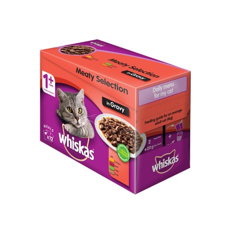 Whiskas Adult Pouch Multi- pack Meaty Selection In Gravy (12 X 85g) Buy Online in Zimbabwe thedailysale.shop