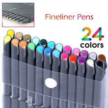 Load image into Gallery viewer, 24 Set Fineliner Pen Marker Highlighter Colouring Pen Set Arts Crafts
