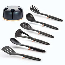 Load image into Gallery viewer, 7-Piece Non-Stick Kitchen Utensil Set - Black &amp; Rose Gold
