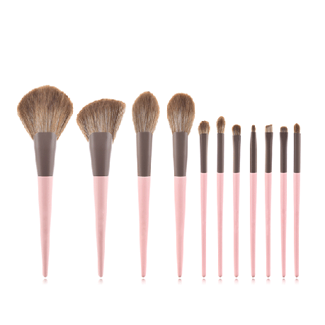11-Piece Pink Matte Makeup Brush Set