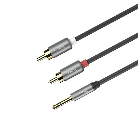 Hoco UPA10 1.5M Double Lotus RCA 3.5mm Audio Cable - Metal Grey Buy Online in Zimbabwe thedailysale.shop