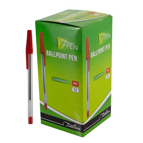 Treeline Ballpoint Pens Crystal Barrel Red T-Pen - Box of 50 Buy Online in Zimbabwe thedailysale.shop