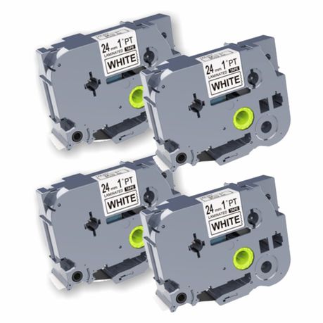 PUTY Compatible Brother TT4-TZ251 Black on White 24mm Tape 4-Pack