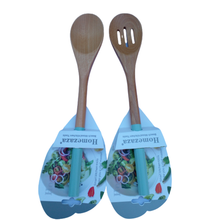Load image into Gallery viewer, Set of One Wooden Spoon and One Wooden Slotted Spoon
