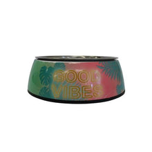Load image into Gallery viewer, ABS Dog Bowl with Stainless Steel Base Non-Slip Feet - Good Vibes
