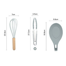 Load image into Gallery viewer, Silicone &amp; Wood Kitchen Utensil Set (Set of 13)
