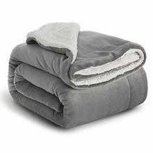 Load image into Gallery viewer, Luxury Reversible Sherpa Fleece Mink Throw Blanket – Grey &amp; White XL
