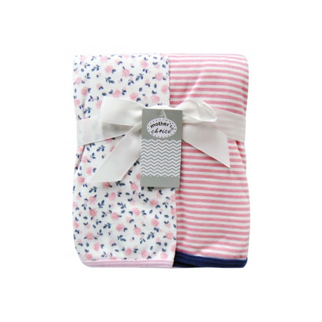 Mothers Choice - 2 Pack Knitted Baby Blanket - Flowers & Stripes Buy Online in Zimbabwe thedailysale.shop