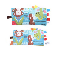 Load image into Gallery viewer, Soft Baby Label Cloth Book - Little Monkey's Adventure
