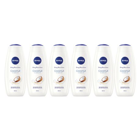 NIVEA Soft Care Coconut & Jojoba Oil Shower Cream / Body Wash - 6 x 500ml Buy Online in Zimbabwe thedailysale.shop