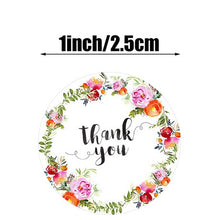 Load image into Gallery viewer, Thank you decorative sticker roll- 500 stickers (wreath design)
