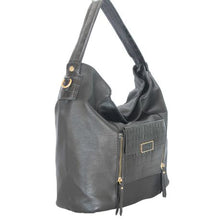 Load image into Gallery viewer, Blackcherry Women's Double Compartment Panel Hobo - Black
