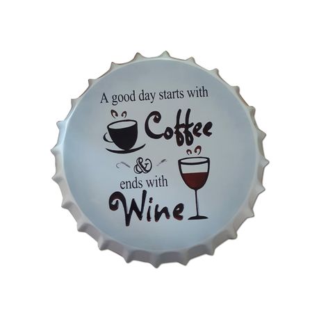 Weathered Look Vintage Decorative Wall Metal Bottle Cap Sign -Coffee & Wine Buy Online in Zimbabwe thedailysale.shop