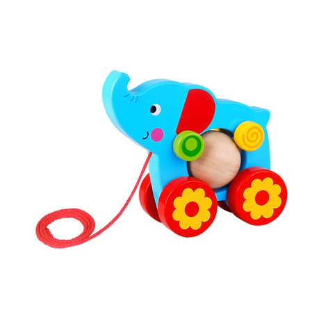 Nuovo Wooden Pull Along - Elephant - Big Wheels