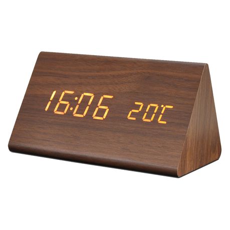 Wood Style Brown Triangular Yellow LED Digital Clock (MT1188-BR-Y) Buy Online in Zimbabwe thedailysale.shop