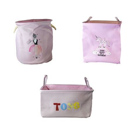 Pink Cotton Organizing Toy Storage Basket-Set of 3 Buy Online in Zimbabwe thedailysale.shop