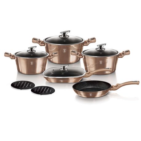 Berlinger Haus 11-Piece Marble Coating Cookware Set - Rose Gold