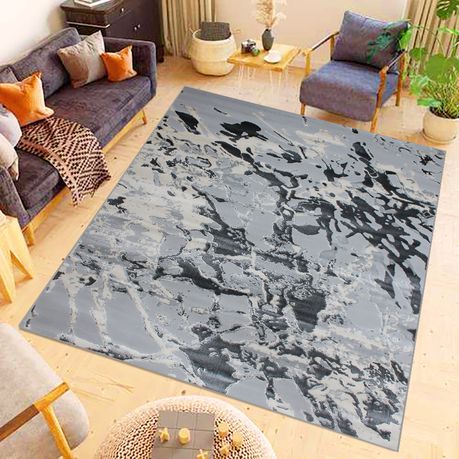 230x160 Babil Turkish Rug with Textured Shimmering Yarn - GREY/L.GREY