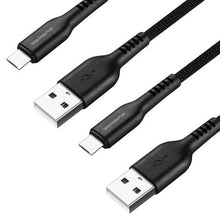 Load image into Gallery viewer, Volkano Micro USB 4-Pack Cables - Weave Series - Mixed Length - Black
