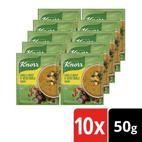 Knorr Chilli Beef & Vegetable Soup Mix 10x50g Buy Online in Zimbabwe thedailysale.shop