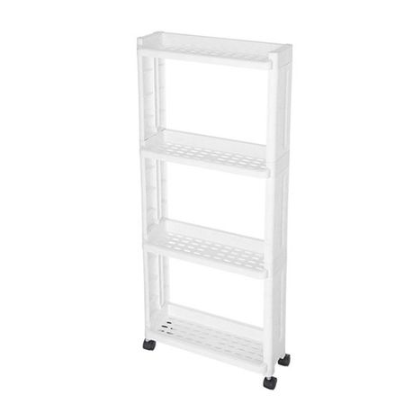 4-Tier Storage Layer Rack Shelf With Wheels For Kitchen/Bathroom-White Buy Online in Zimbabwe thedailysale.shop