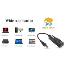 Load image into Gallery viewer, MR A TECH USB 3.0 to 10/100/1000 Mbps Gigabit Ethernet fast adapter
