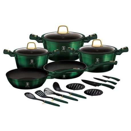 Berlinger Haus 17-Piece Non-Stick Marble Coating Cookware Set - Emerald Buy Online in Zimbabwe thedailysale.shop