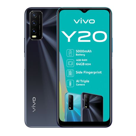 vivo Y20 Single Sim 64GB - Obsidian Black Buy Online in Zimbabwe thedailysale.shop