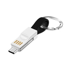 Load image into Gallery viewer, Portable Mini 3 in 1 USB Magnetic Keychain Data Charger Cable - Black

