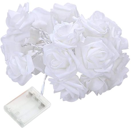 White Rose Wedding Fairy Lights Warm White 1.5m- Battery Operated