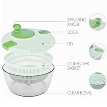 Load image into Gallery viewer, Heartdeco Kitchen Salad Spinner Bowl Colander with 3in1 Tong Set
