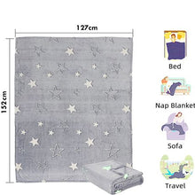 Load image into Gallery viewer, Glow in The Dark Kids Soft Fleece Star Moon Throw Comfort Blanket Gift
