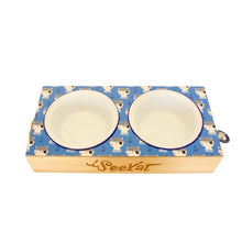 Load image into Gallery viewer, Launch Republic Handmade Cat Food And Water Feeder Seekat Engraved
